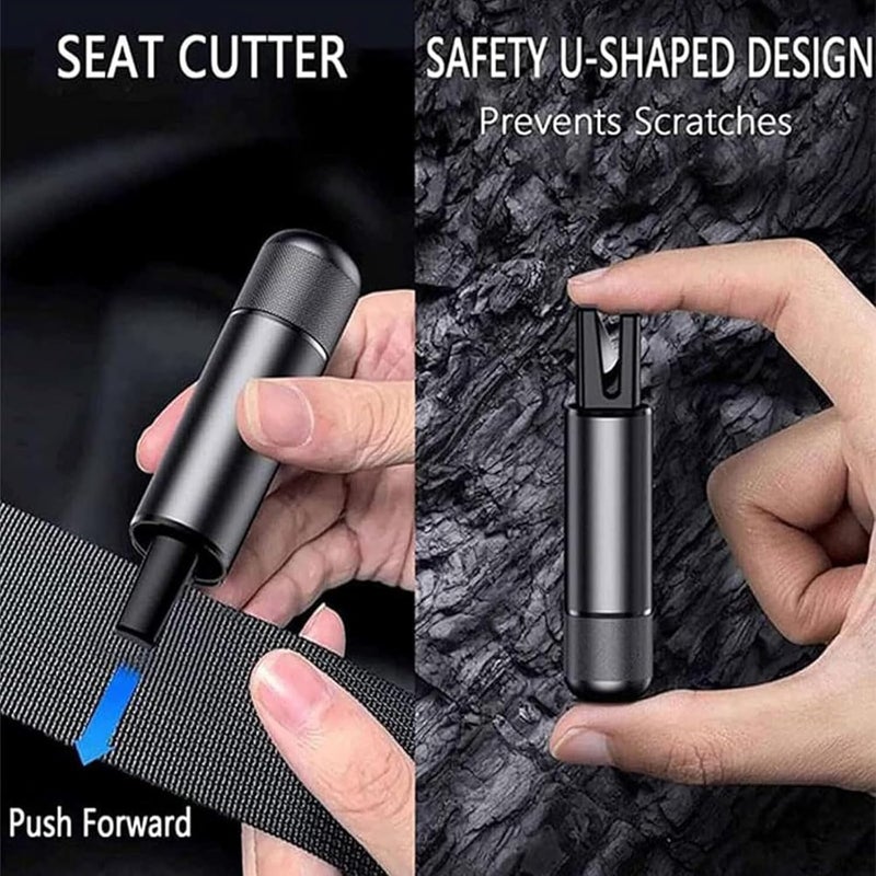 Yeria 4 Packs SafeHammer Window Breaker Seatbelt Cutter, 2025 Upgraded Safe Hammer Glass Breaker Under Water, Car Emergency 2-in-1 Escape Tool with Base (Red & Balck & Silver & Blue) - Image 3